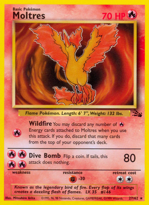 Fossil set Non Holo Moltres #27/62 unlimited